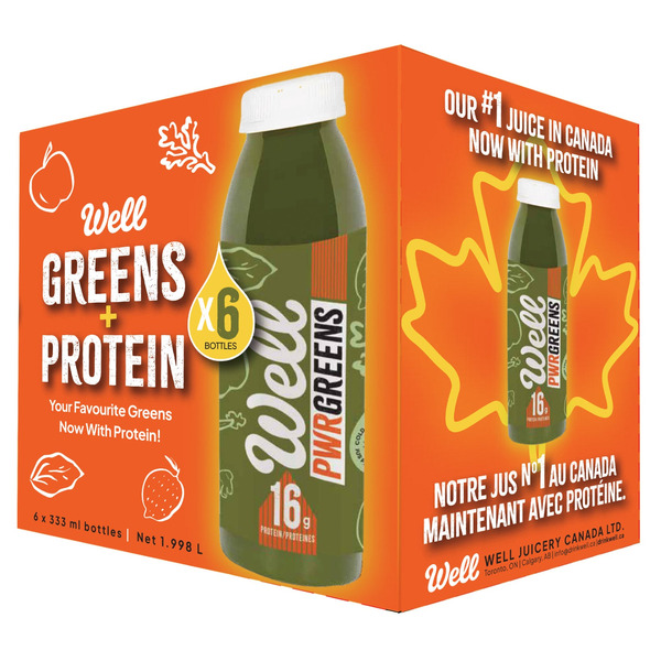 Well Greens + Protein PwrGreens Juice 6 X 333 ml