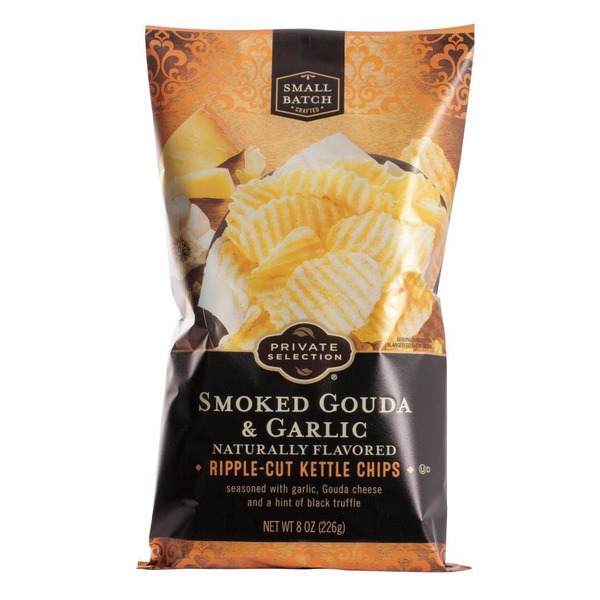 Private Selection Smoked Gouda & Garlic Ripple Cut Kettle Chips from