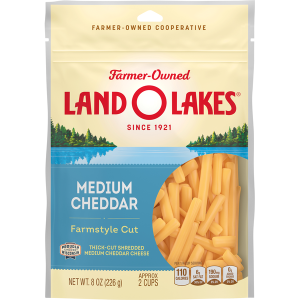 Land O Lakes Cheese, Medium Cheddar, Farmstyle Cut