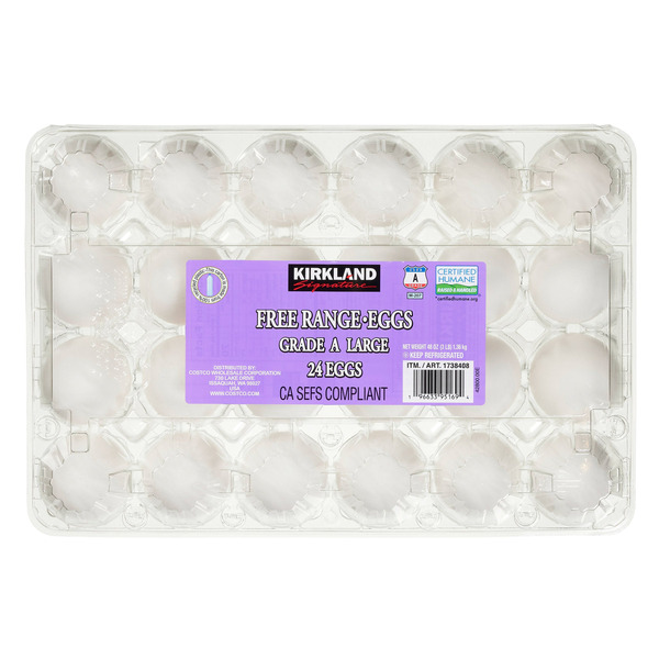 Kirkland Signature Free Range Large Eggs Usda Grade A, 24-count