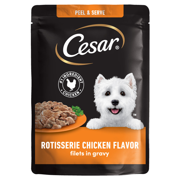 Cesar Filets in Gravy Wet Dog Food, Rotisserie Chicken Flavor, 1.76 oz. Mini-Pouch