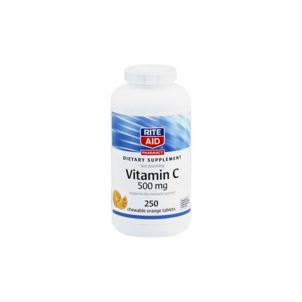 Rite Aid Pharmacy Vitamin C, 500 mg, Chewable Orange Tablets, 250