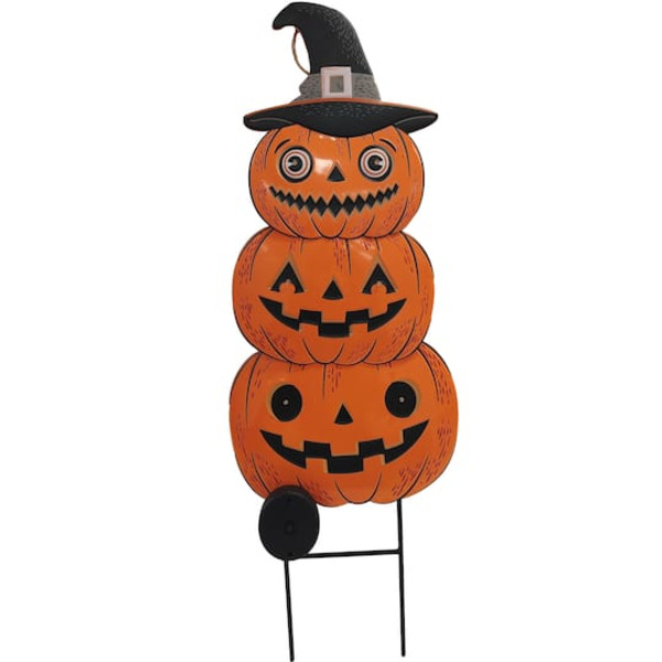 Ashland Stacked Jack-O'-Lantern Solar Powered Metal Yard Stake