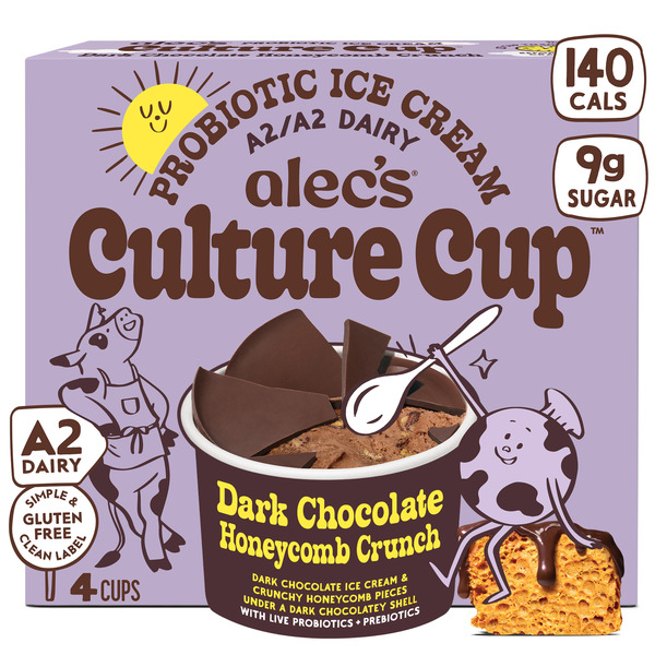 alec's ice cream Culture Cup, Dark Chocolate Honeycomb Crunch, A2
