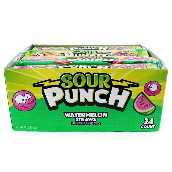 Sour Punch - Watermelon Straws - 24 Ct