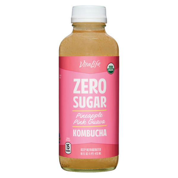 Vitalife Pineapple Pink Guava Zero Sugar Kombucha Same-Day