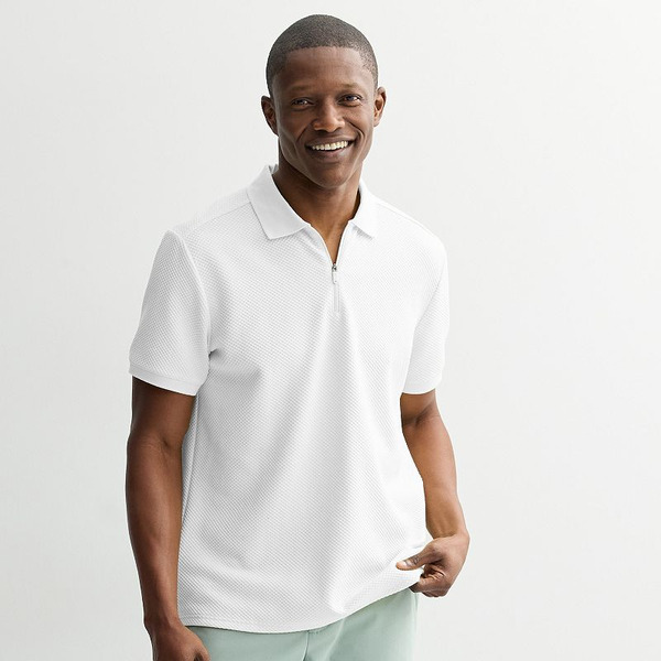 Kohl's Men's FLX Texture Zipper Polo, Size: XL, White Same-Day