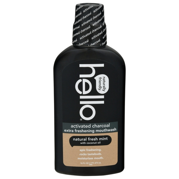 hello Activated Charcoal Extra Freshening Mouthwash, Fresh Mint
