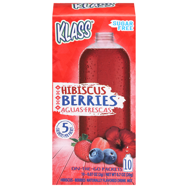 Klass Sugar Free On-The-Go Packets Hibiscus Berries Drink Mix