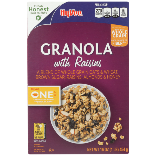 HyVee One Step Granola With Raisins A Blend Of Whole Grain Oats