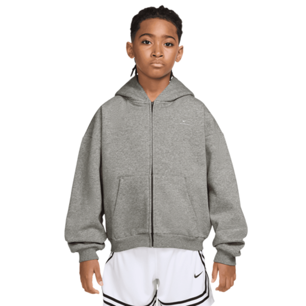 Nike Boys' Standard Fleece Full-Zip Hoodie, L - Gray/Black