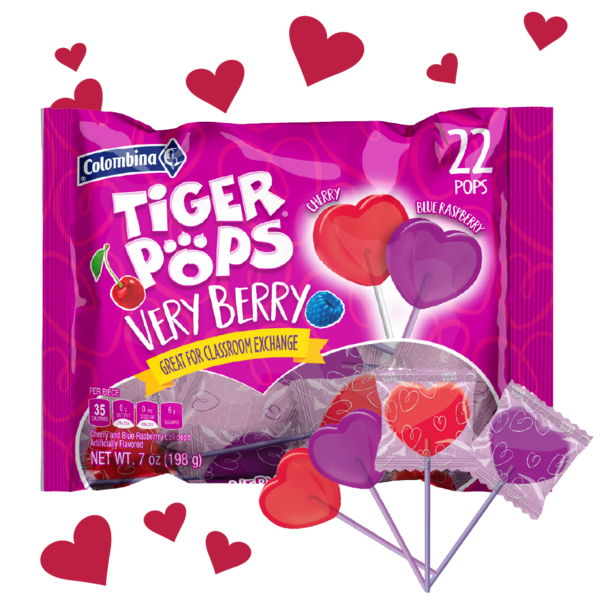 Tiger Pops Very Berry Heart-shaped Lollipops Same-Day Delivery