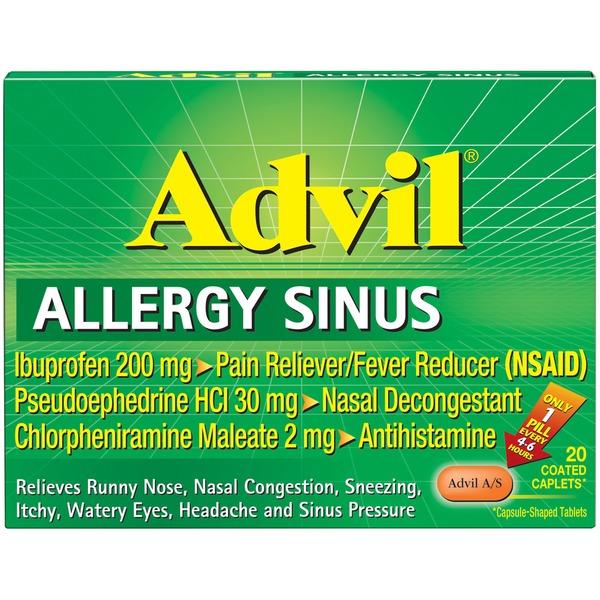 Advil Allergy Sinus Coated Caplets Pain Reliever/Fever Reducer/Nasal