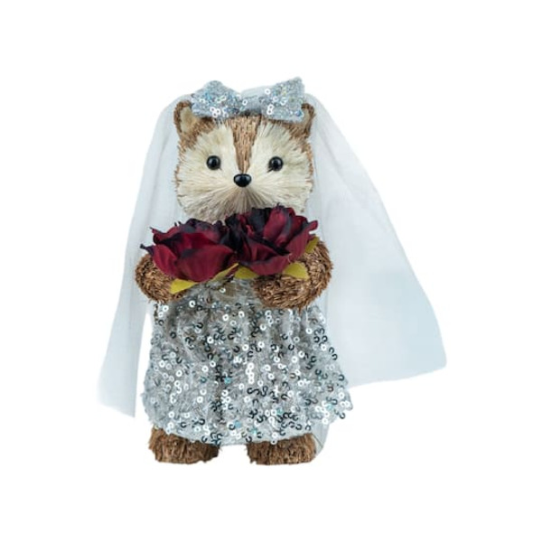 Ashland Natural Sisal Fox Bride Decorative Figurine with Roses