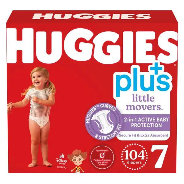 Huggies Plus Diapers Size 7, 104-count