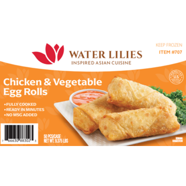 Water Lilies - Frozen Chicken Vegetable Egg Rolls - 9.375lb