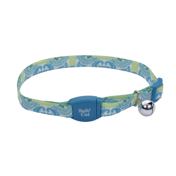 Coastal Pet 3/8" Teapeack Teal Stitch Houndstooth Safe Cat Adjustable Breakaway Pet Collars