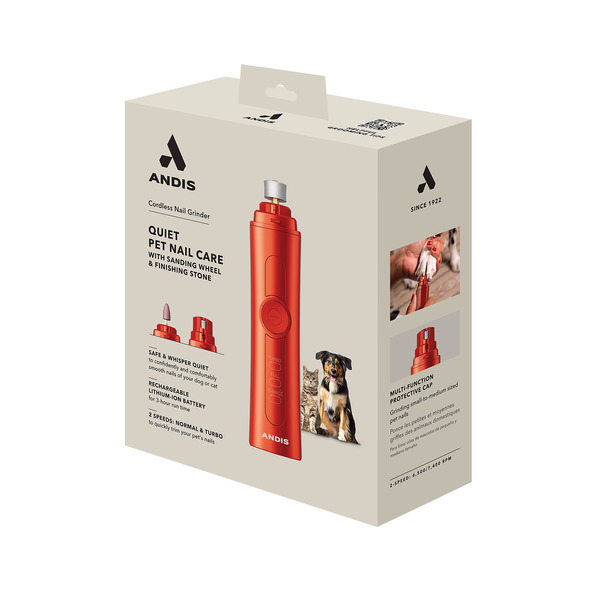 Andis Cordless 2-Speed Dog, Cat & Small Pet Nail Grinder - Orange