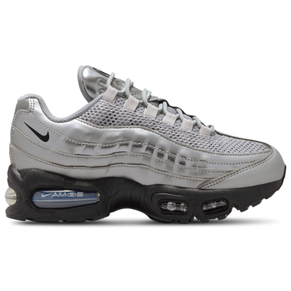 Nike Boys' Air Max 95 SE Shoes, Size 4.5 - Silver/Black/University Red