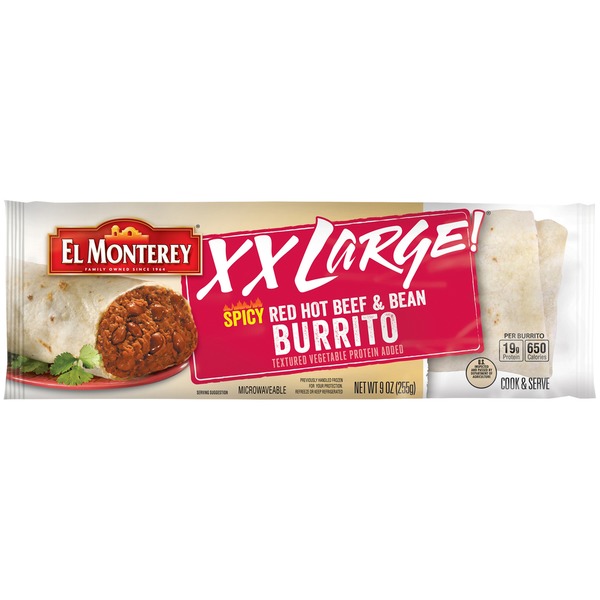 El Monterey XX Large Spicy Red Hot Beef & Bean Burrito (9 oz) Instacart