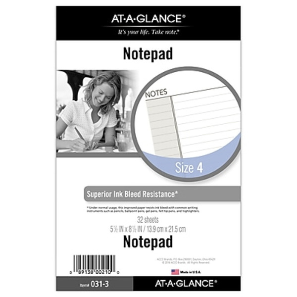 At-A-Glance 031-3 5.5"W x 8.5" Narrow Ruled White Notepad Refill
