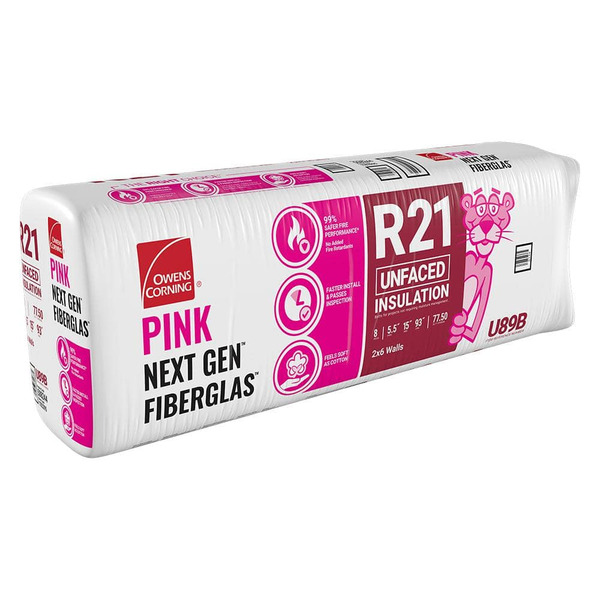 Owens Corning R-21 Unfaced Fiberglass Insulation Batt 15 In. X 93 In. (1 Bag)