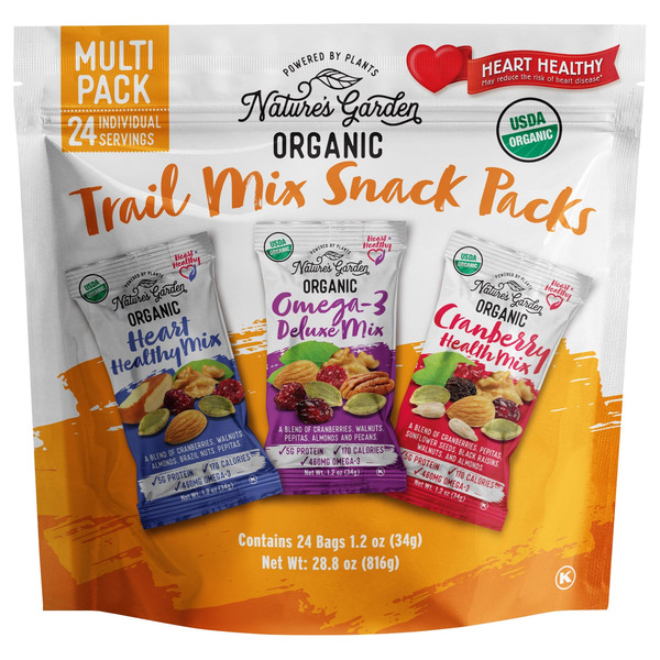 Nature's Garden Organic Trail Mix Snack Packs, Variety Pack, 1.2