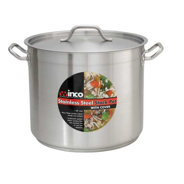 Winco - Stainless Steel Stock Pot with Cover - 20 Quart, 15" x 12.63" x 11.5" - 1 Ct.