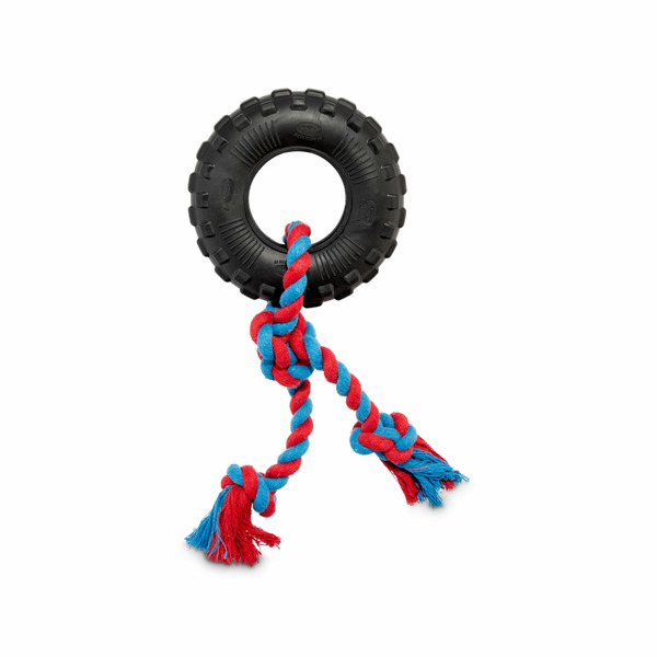 Leaps & Bounds 6” Small Tire With Rope Dog Toy