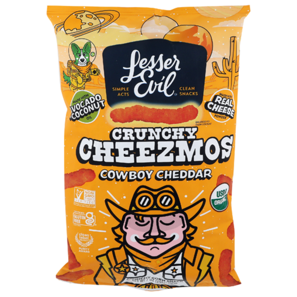 Lesser Evil Organic Cowboy Cheddar Crunchy Cheezmos