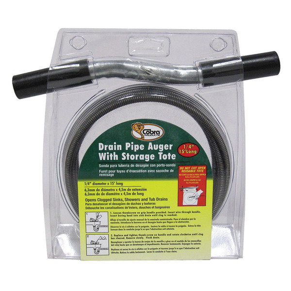 Cobra 1/4" X 15' Power Snake Drain Auger