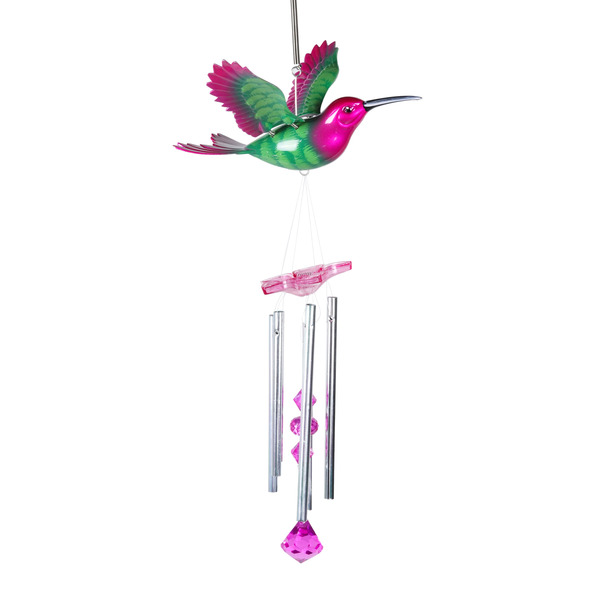 Exhart 17.99-in MultiColor Metal Hummingbird Wind Chime
