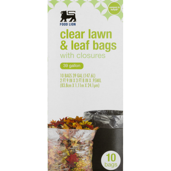 Food Lion Clear Lawn & Leaf Bags, With Closures (10 ct) Instacart
