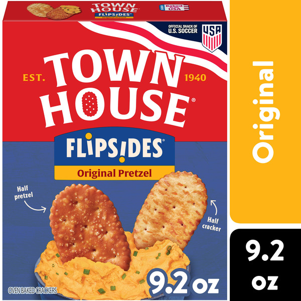 Town House FlipSides Original Oven Baked Crackers, Salty Snacks, 9.2 oz