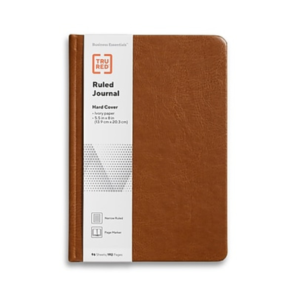TRU RED Medium Hard Cover Narrow Ruled Journal, 5.5 x 8 in - Cognac