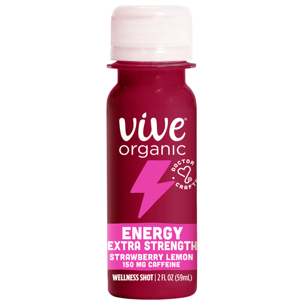 Vive Organic Energy Extra Strength Strawberry Lemon Energy Shot