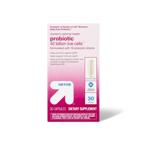 Up&Up Women's Optimal Health Probiotic 40 Billion Live Cells Helps Promote Vaginal Health Helps Support Immune Health Helps Promote Digestive Health With Clinically Studied Lactobacillus Rhamnosus Gg Dietary Supplement Capsules