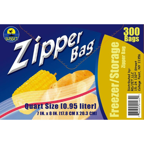 Sunset - Storage/Freezer Zipper Bags, Quart Size - 300 ct