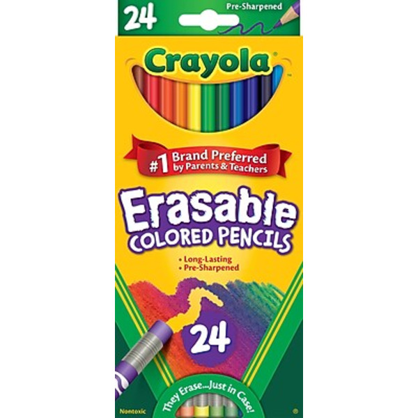 Crayola Colored Pencils, Erasable, Pre-Sharpened