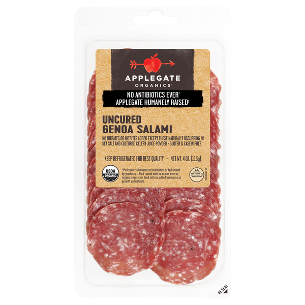 Applegate Organic Uncured Genoa Salami Sliced Same-Day Delivery or