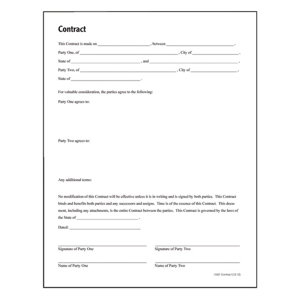 Adams 11”L x 8.5”W White Contract Legal Forms Kit