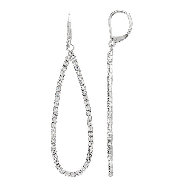 Simply Vera Vera Wang Pave Elongated Drop Earrings - Silver Tone