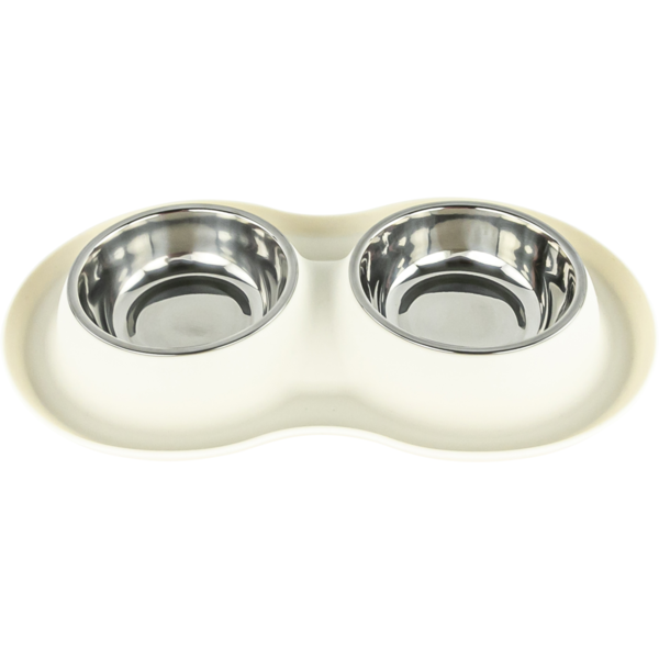 Play On Silicone Double Diner Cat Bowl - Cream