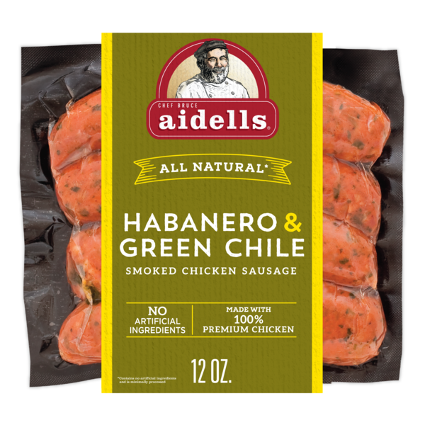 Aidells Smoked Chicken Sausage, Habanero & Green Chile, 12 oz. (4 Fully Cooked Links)
