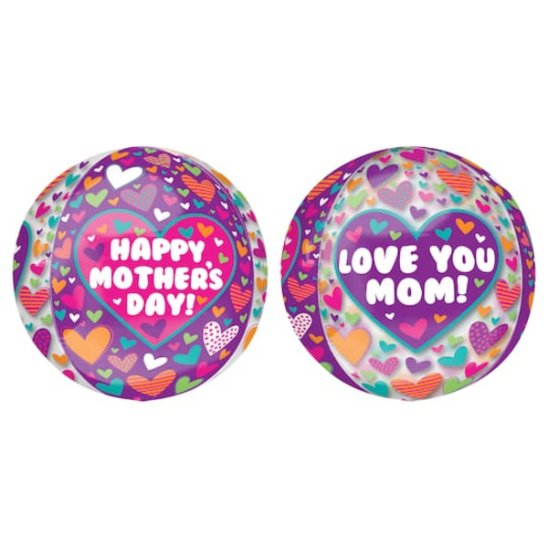 Mayflower INFLATED Orbz® 16" Happy Mother's Day Hearts Foil Balloon