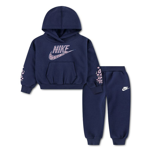 Nike Girls' Infant Retro Remix Hoodie & Jogger Set, 12MO - Midnight Navy/Pink