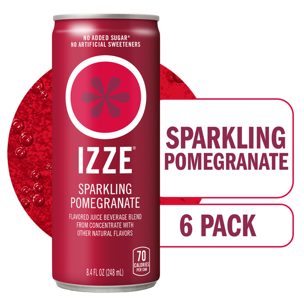 IZZE Sparkling Juice Beverage Blend, Pomegranate, No Sugar Added