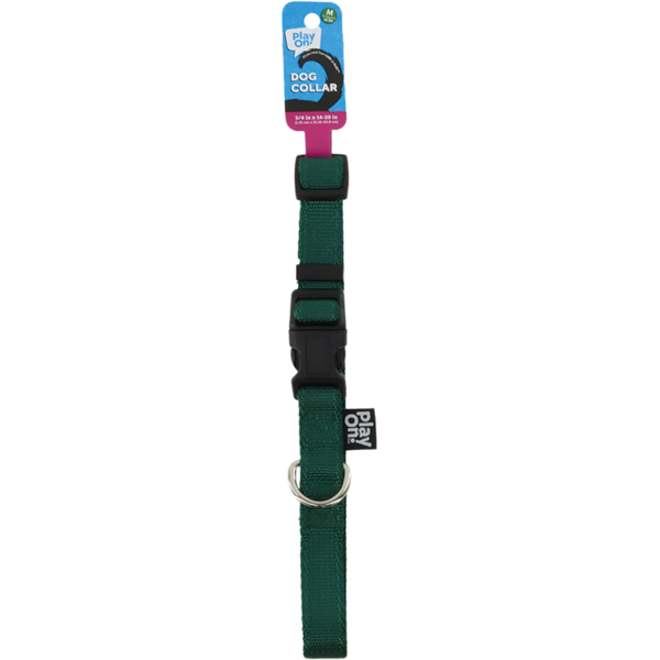Play On Basic Adjustable Dog Collar, Medium - Green