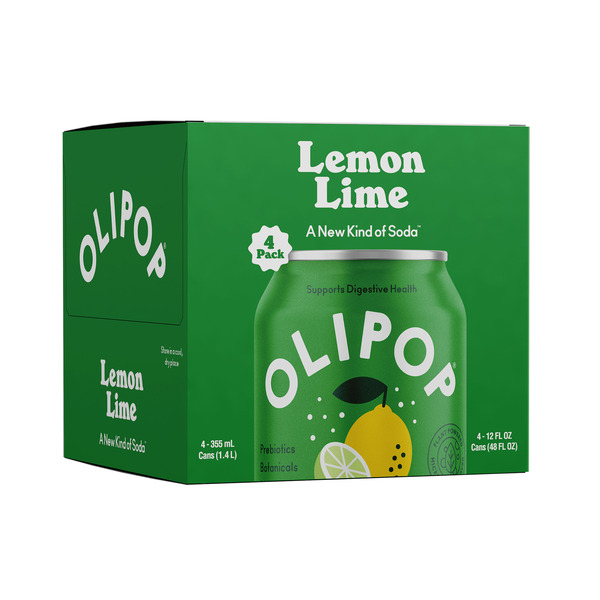OLIPOP Prebiotic Soda, Lemon Lime, Shelf Stable Same-Day Delivery
