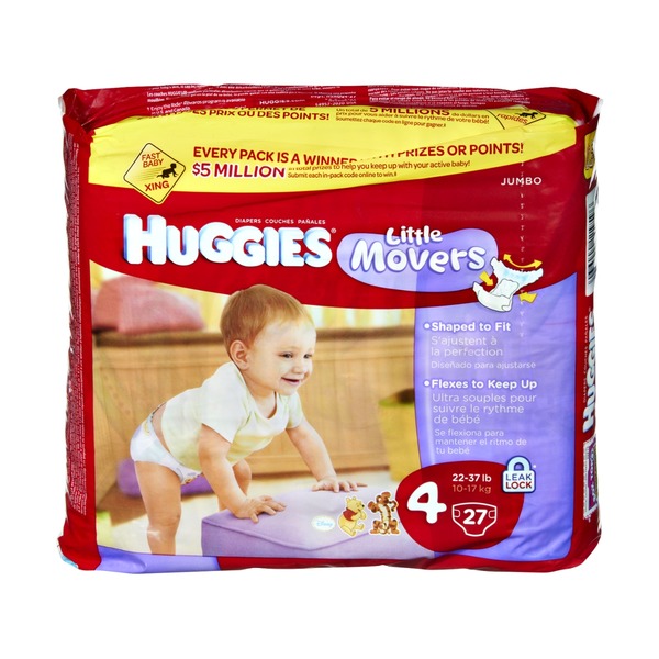 huggies little movers jumbo 22 37lb diapers 27 ct 27 0 ct from huggies size 3 little movers jumbo 28 count
